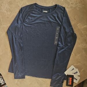 Bass Outdoors Womens Size L Blue Long Sleeve Athletic Tee UPF 50